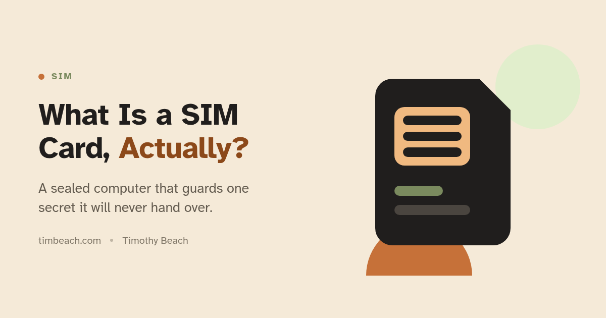 A SIM card opened up to reveal it is a tiny sealed computer, its contacts wired to a secret key it will never surrender